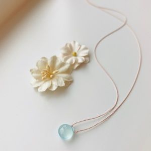 Aqua Chalcedon Teardrop Necklace